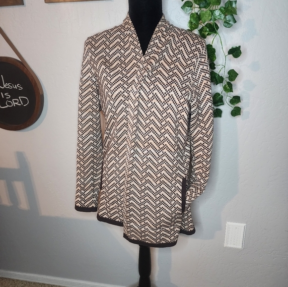 Lands' End Sweaters - Land's End Brown Chevron Long Cardigan Sweater Size Medium
